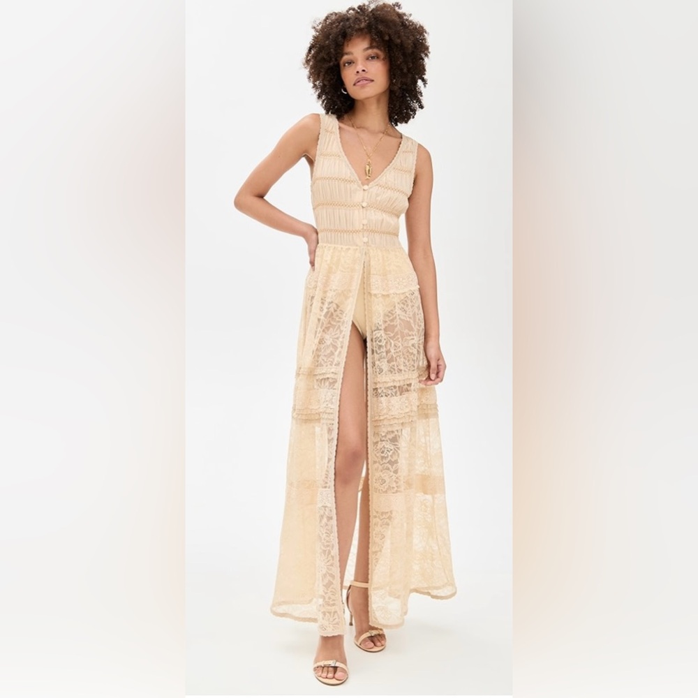 Free People Cream Lace Maxi Dress / Duster NWT